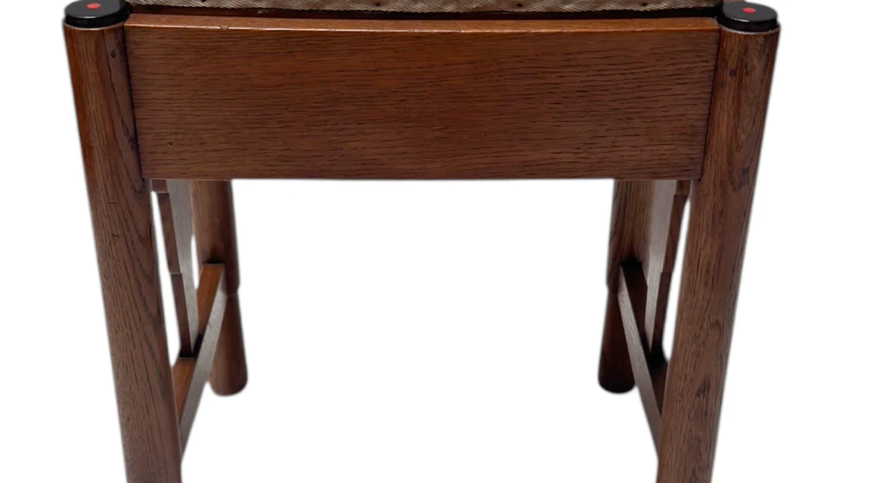 Art Deco Amsterdamse School Stool with Adjustable Seat, 1920s